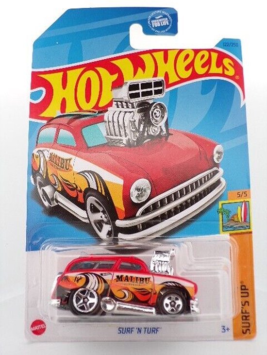 HOT WHEELS MALIBU SURF'N TURF RED 122/250 1:64 SURF'S UP 5/5 van Hot Wheels