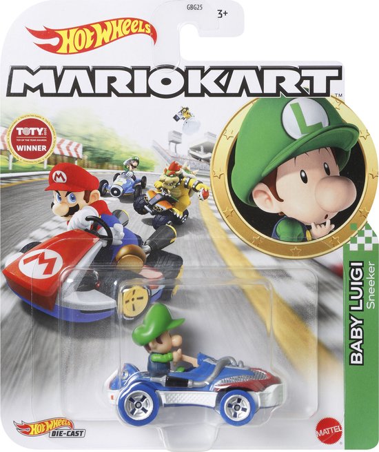 Hot Wheels- Mario Kart - Baby Luigi - 1:64 van Hot Wheels