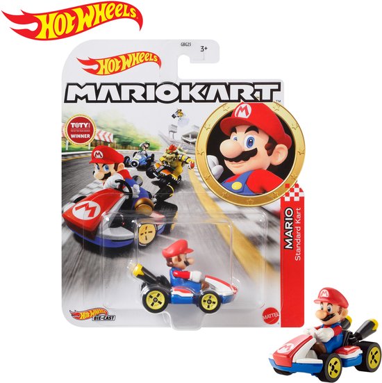 Hot Wheels Mario Kart Replica Diecast Mario, Standard Kart van Hot Wheels