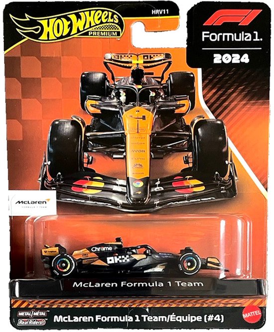 HOT WHEELS McLAREN FORMULA 1 #4 LANDO NORRIS TEAM REAL RIDERS 1:64 HW FORMULE 1 2024 HRV11 METAL. van Merkloos