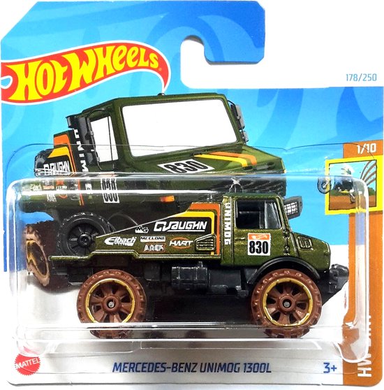 HOT WHEELS MERCEDES BENZ UNIMOG 1300L178/250 1:64 GREEN/GOLD HW DIRT 1/10 van Hot Wheels