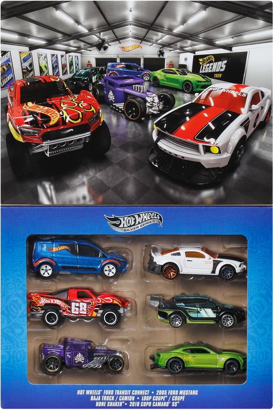 Hot Wheels Metalen Speelgoedauto's en Trucks - Set van 6 HW Legends Voertuigen van Hot Wheels