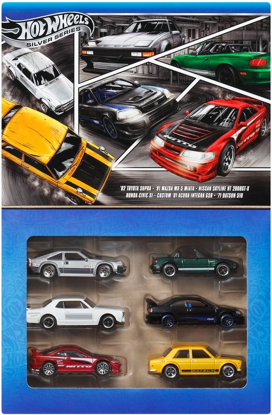 Hot Wheels Metalen Speelgoedauto's, Schaal 1:64, Set van 6 Japanse Voertuigen (Stijlen Kunnen Variëren) van Hot Wheels