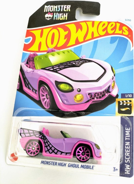 HOT WHEELS MONSTER HIGH GHOUL MOBILE PURPER PINK 3/250 1:64 HW SCREEN TIME 1/10 van Hot Wheels