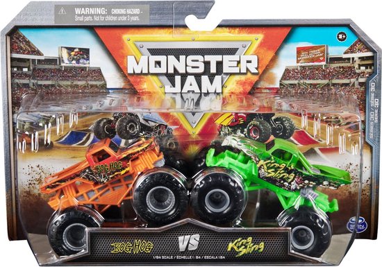 Hot wheels Monster Jam truck 2-pack Bog Hog & King Sling - monstertruck 9 cm schaal 1:64 van Merkloos