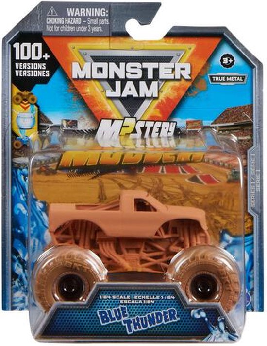 Hot Wheels Monster Jam truck Blue Thunder Mystery Mudders - monstertruck 9 cm schaal 1:64 van Hot Wheels