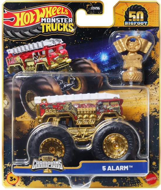 Hot wheels monster jam truck brandweerwagen 5 alarm - monstertruck 9 cm schaal 1:64 van Merkloos