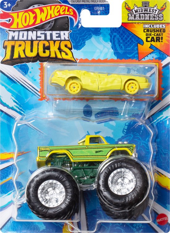 Hot Wheels monster jam truck Midwest Madness - monstertruck 9 cm schaal 1:64 van Merkloos
