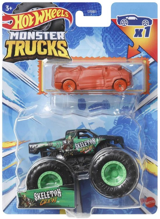 Hot Wheels monster jam truck Skeleton Crew - monstertruck 9 cm schaal 1:64 van Merkloos