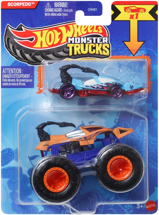 Hot Wheels Monster Trucks Auto - Scorpedo 2-delig inclusief kleine auto van Merkloos