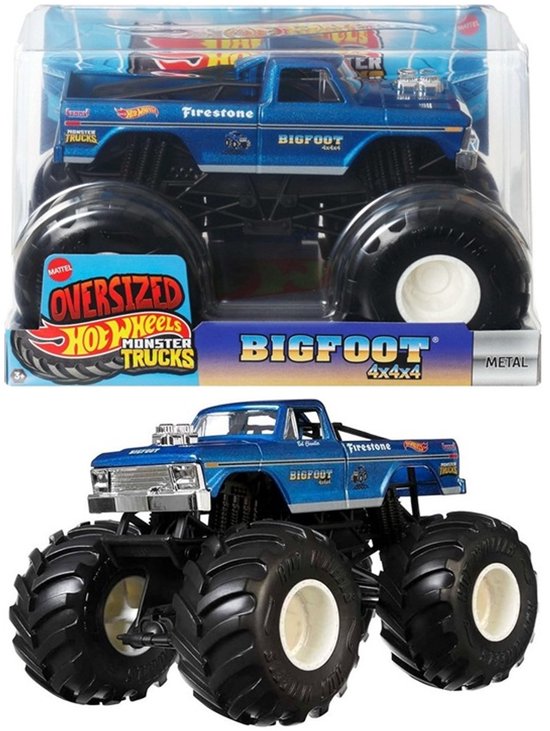 Hot Wheels Monster Trucks Oversized Bigfoot metalen voertuig - Schaal 1:24 - 19 cm - Metaal van Merkloos