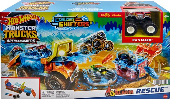 Hot Wheels - Monstertrucks Arenabeukers Color Shifters 5 Alarm Redding - Speelset van Hot Wheels