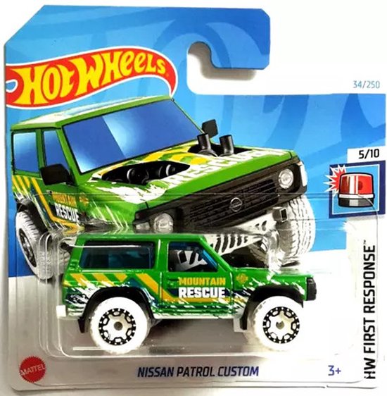 HOT WHEELS NISSAN PATROL CUSTOM GREEN/WHITE 34/250 1:64 HW FIRST RESPONSE 5/10 van Hot Wheels
