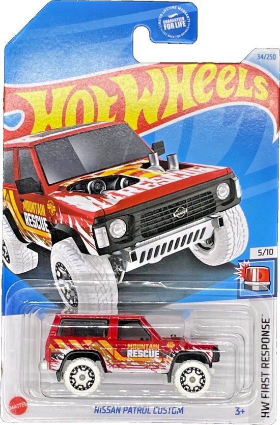 HOT WHEELS NISSAN PATROL CUSTOM RED/WHITE 34/250 1:64 FIRST RESPONSE 5/10 van Hot Wheels