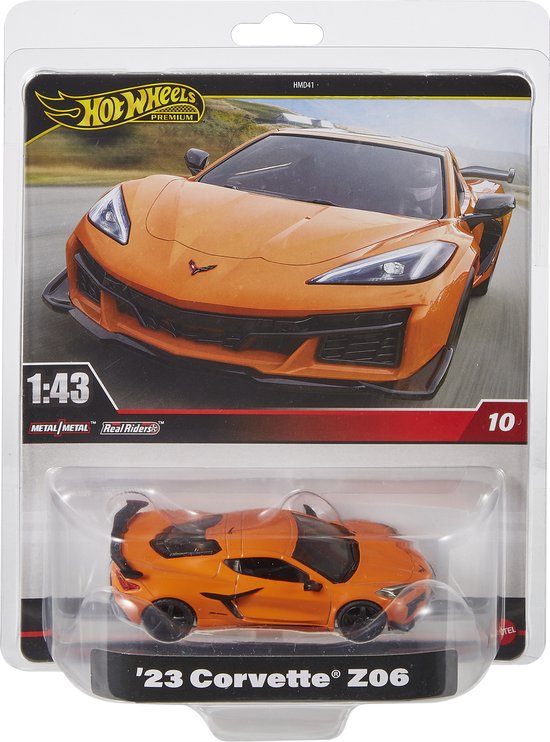 Hot Wheels PREMIUM 1:43RD '23 CORVETTE Z06 Vehicle, Auto, 3 jaar, Metaal, Zwart, Oranje van Merkloos