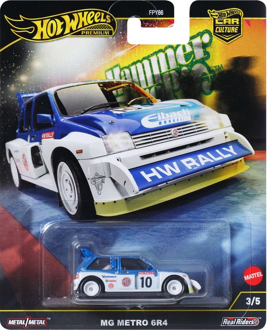Hot Wheels Premium Autocultuur 'Hammer Drop' '86 MG Metro 6R4, Schaal 1:64, Speelgoedauto voor Verzamelaars van Hot Wheels