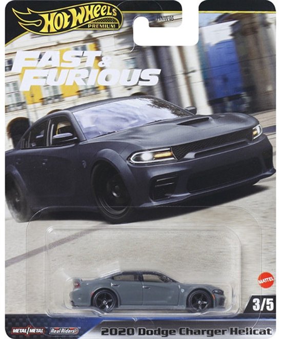 HOT WHEELS PREMIUM FAST & FURIOUS 2020 DODGE CHARGER HELLCAT GREY GLIM 1:64 HW 3/5 METAL USA CAR van Merkloos
