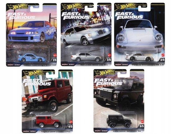 Hot Wheels Premium Fast & Furious-set - 5 auto's van Merkloos