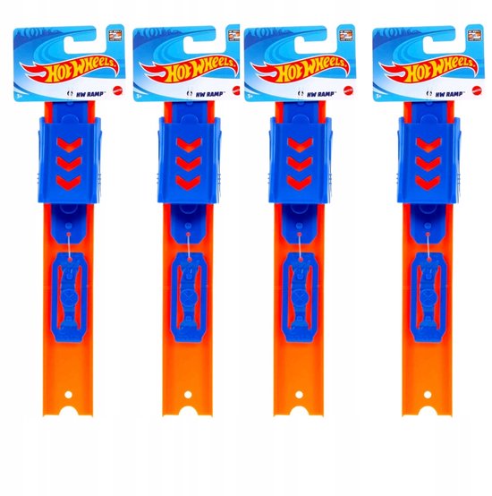 Hot Wheels Racebaan Uitbreidingsset met 4 Rechte Rails en Rampen van Hot Wheels
