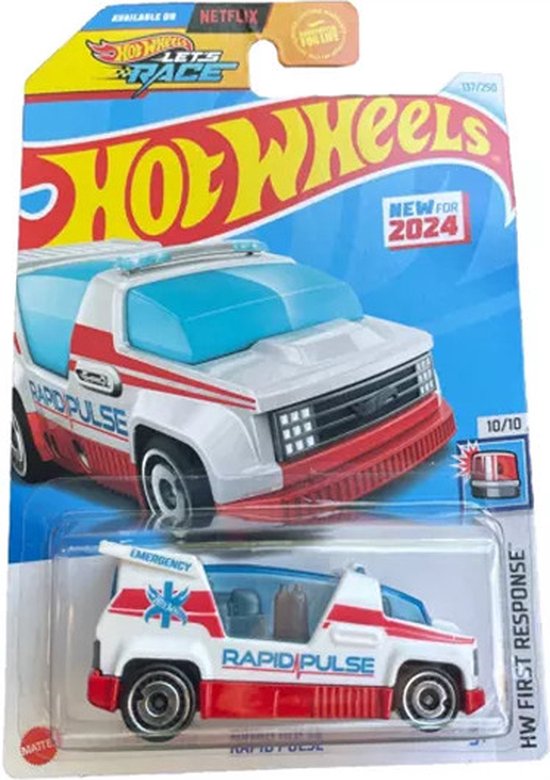 HOT WHEELS RAPID PULSE WHITE/RED 137/250 1:64 HW FIRST RESPONSE 10/10 van Hot Wheels