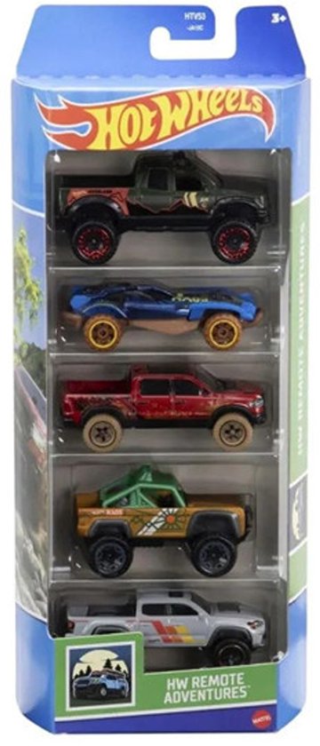 HOT WHEELS REMOTE ADVENTURES HW SET 5 STUKS (10 Toyota Tundra, Dune A Soar, 2020 Ram 1500 Rebel, Custom Ford Bronco, 20 Toyota Tacoma) van Hot Wheels