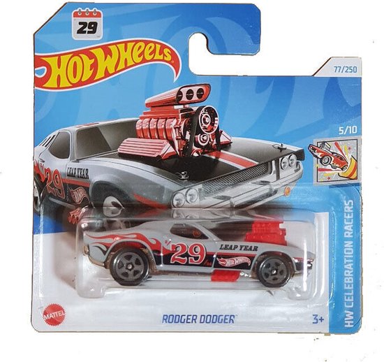 HOT WHEELS RODGER DODGER 29 WHITE 77/250 (1:64) HW CELEBRATION RACERS 5/10 van Hot Wheels