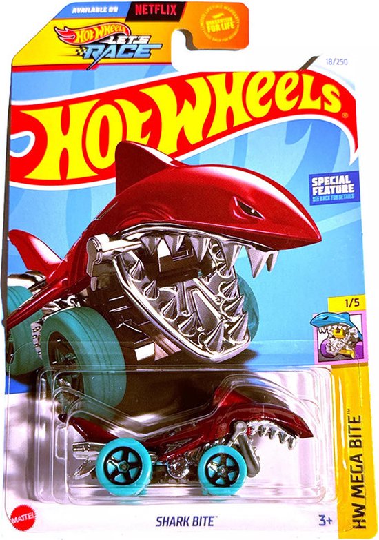 HOT WHEELS SHARK BITE RED 18/250 1:64 HW MEGA BITE 1/5 van Hot Wheels