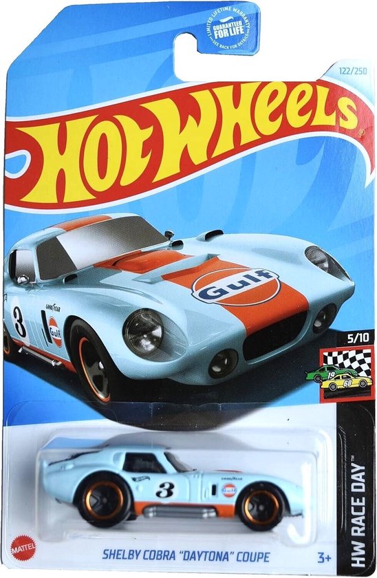 HOT WHEELS SHELBY COBRA 'DAYTONA' COUPE BABY BLUE 122/250 1:64 HW RACE DAY 5/10 van Hot Wheels