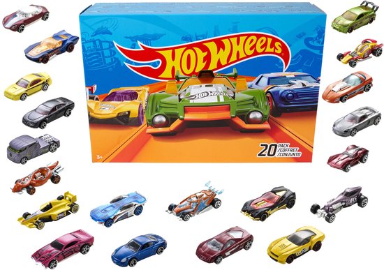 Hot Wheels - Speelgoedauto's voor racebaan - Set met 20 speelgoedautootjes van Merkloos