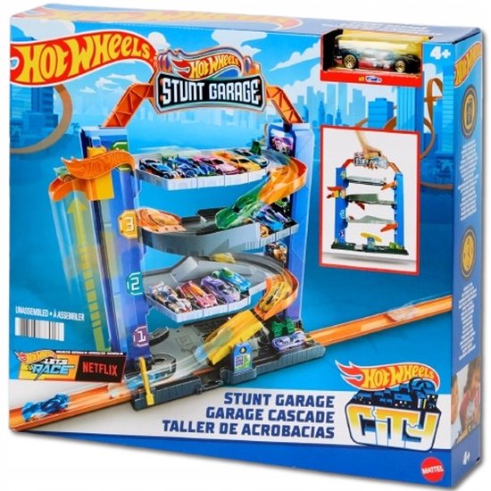 Hot Wheels Stuntgarage - Speelgoedgarage zet Lift in Auto van Hot Wheels