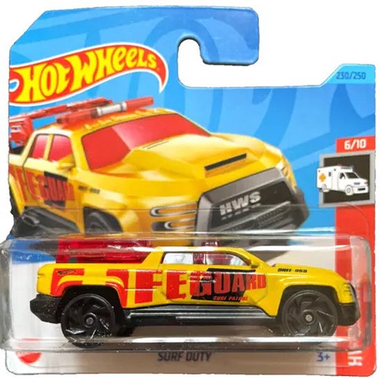 HOT WHEELS SURF DUTY LIFE GUARD YELLOW 230/250 1:64 HW RECUE 6/10 van Hot Wheels
