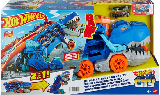 Hot Wheels T-Rex Mega Transporter Speelset met 2 Auto's van Hot Wheels