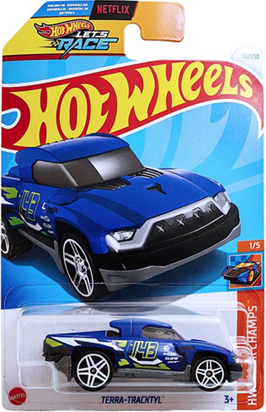 HOT WHEELS TERRA TRACKTYL 143 BLUE 131/250 1:64 HW TRACK CHAMPS 1/5 van Hot Wheels
