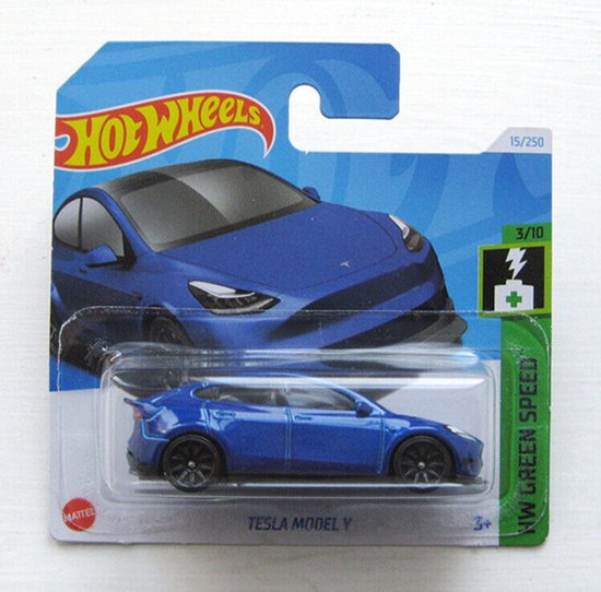 HOT WHEELS TESLA MODEL Y BLUE 15/250 (1:64) HW GREEN SPEED 3/10 van Hot Wheels