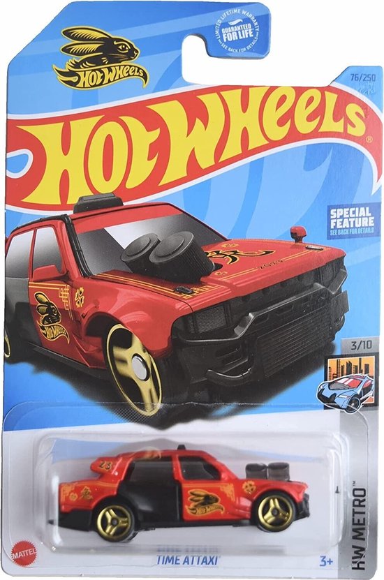 HOT WHEELS TIME ATTAXI 76/250 1:64 RED HW METRO 3/10 van Hot Wheels