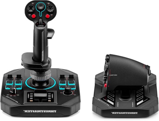 HOTAS Set - Joystick Throttle - Simulatie Vliegen - Hall-Effect Assen - 58 Actieknoppen - Zwart