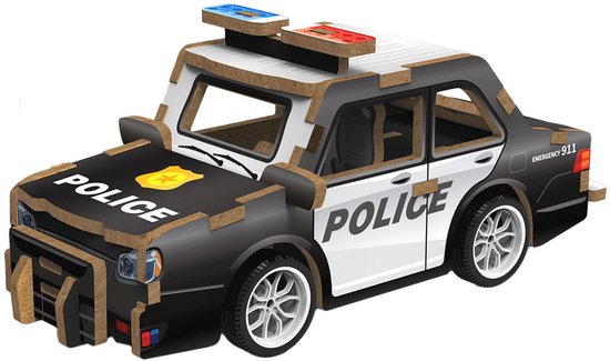 Houten Bouwpakket 3D Politieauto van Merkloos