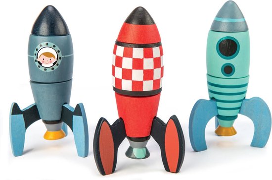 Houten constructieset Raketten | Tender Leaf Toys van Merkloos