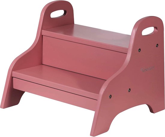 Houten opstapkruk met 2 treden, ideaal voor kinderen, subtiele kleuren en hoogwaardige kwaliteit, milieuvriendelijke materialen en vrij van schadelijke stoffen, oudroze van Kid’s Concept.