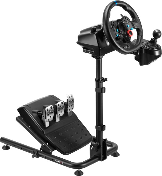 Huzaro Speed 2.0 Racestuurstandaard – Compatibel met Logitech, Fanatec & Thrustmaster – Verstelbaar, Opvouwbaar – Met Shifter Plaat – Zwart van Huzaro