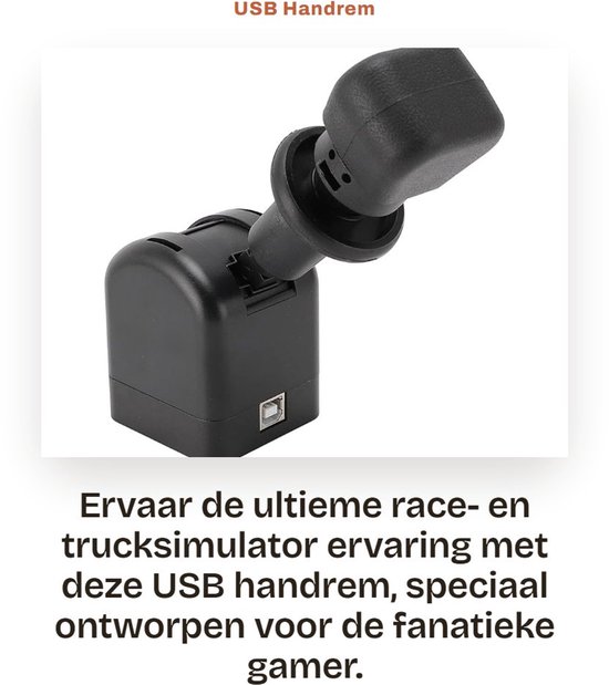 Inovra - USB Handrem voor Gaming - Compatibel met G27 G29 G920 G923 - Zwart - Handrem voor Sim Racing - Voor Truck Simulator - USB PC Handrem