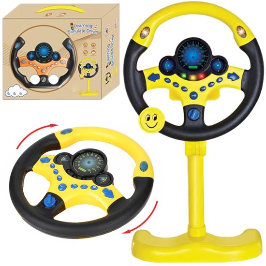 Interactieve Kinderstuur met Geluid en Licht - Geel van Merkloos