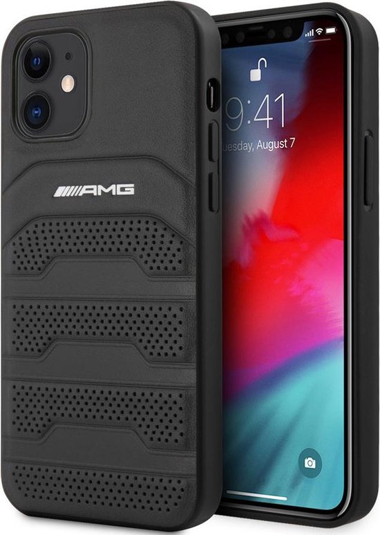 iPhone 12 Mini Backcase hoesje - Mercedes-Benz - Effen Zwart - Leer van Mercedes-Benz