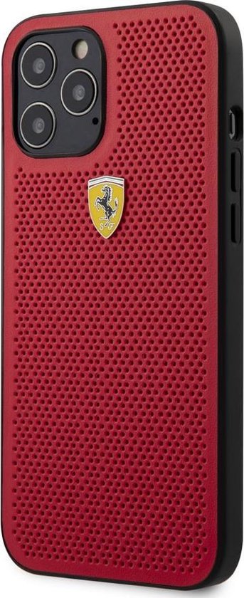 iPhone 12 Pro Max Backcase hoesje - Ferrari - Effen Rood - Kunstleer van Ferrari