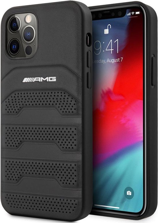 iPhone 12 Pro Max Backcase hoesje - Mercedes-Benz - Effen Zwart - Leer van Mercedes-Benz