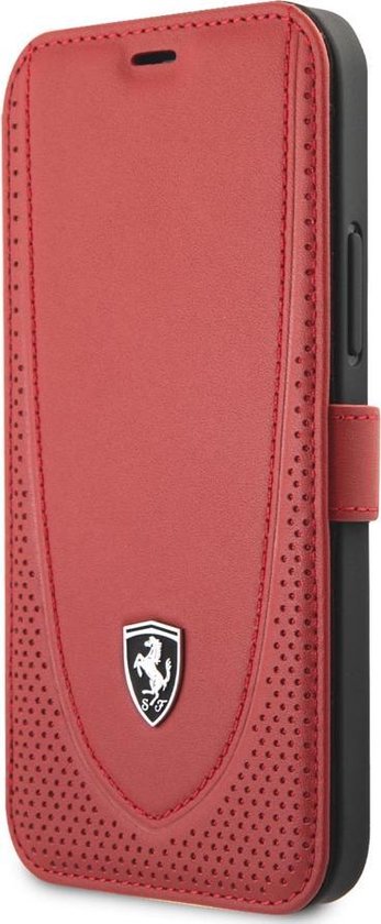 iPhone 12 Pro Max Bookcase hoesje - Ferrari - Effen Rood - Leer van Ferrari