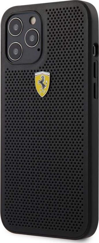 iPhone 12/12 Pro Backcase hoesje - Ferrari - Effen Zwart - Kunstleer van Ferrari