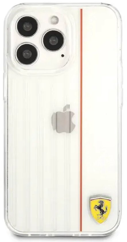 IPHONE 13 PRO - HARDE CASE ROOD MET 3D-LIJNEN GECONTRASTEERDE RODE LIJN - FERRARI van Merkloos