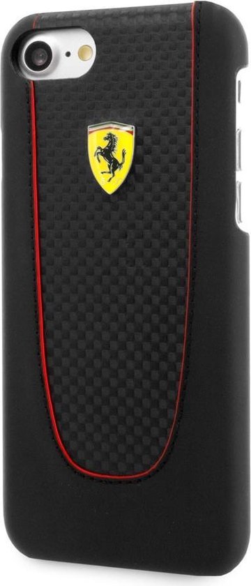 iPhone 8/7/6s/6 Backcase hoesje - Ferrari - Effen Zwart - Kunstleer