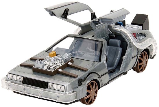 Jada Toys Back to the Future III Hollywood Rides Diecast Model 1/24 DeLorean Time Machine Railroad Wheels Vehicles van Merkloos